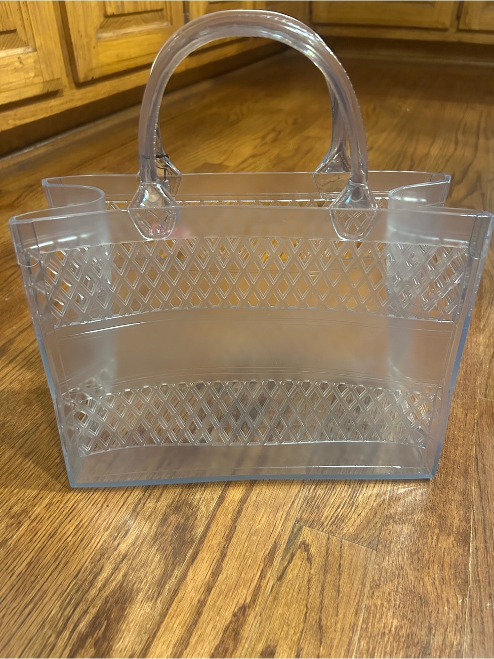 Clear Jelly Tote with Pink Cherry Charm - Picture 2 of 5